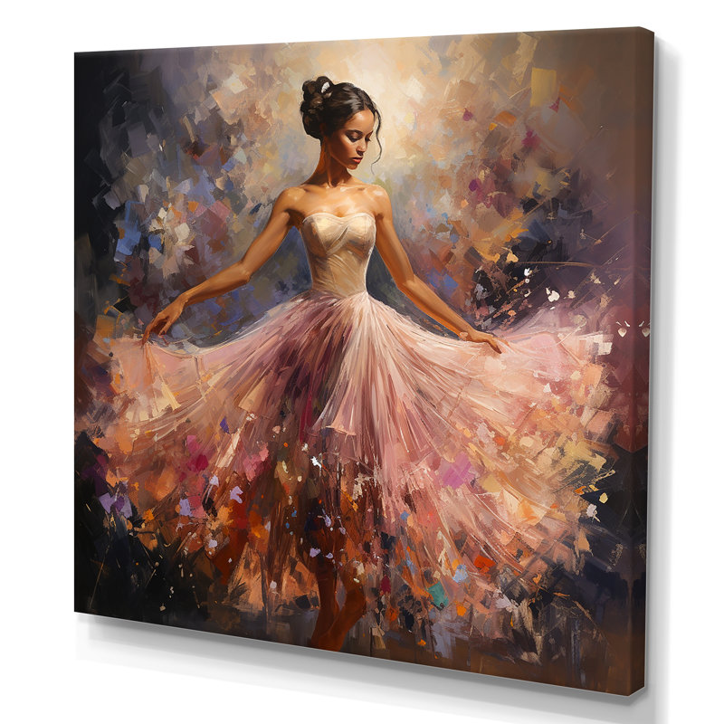 Danse rose de la ballerine - Ballet, art mural, H 16 po x l 16 po x P 1 po, Toile tendue