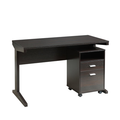Home Office Desk With Modesty Panel And Detached File Cabinet On Locking Wheels With Two Drawers File Drawer Cubby Shelf