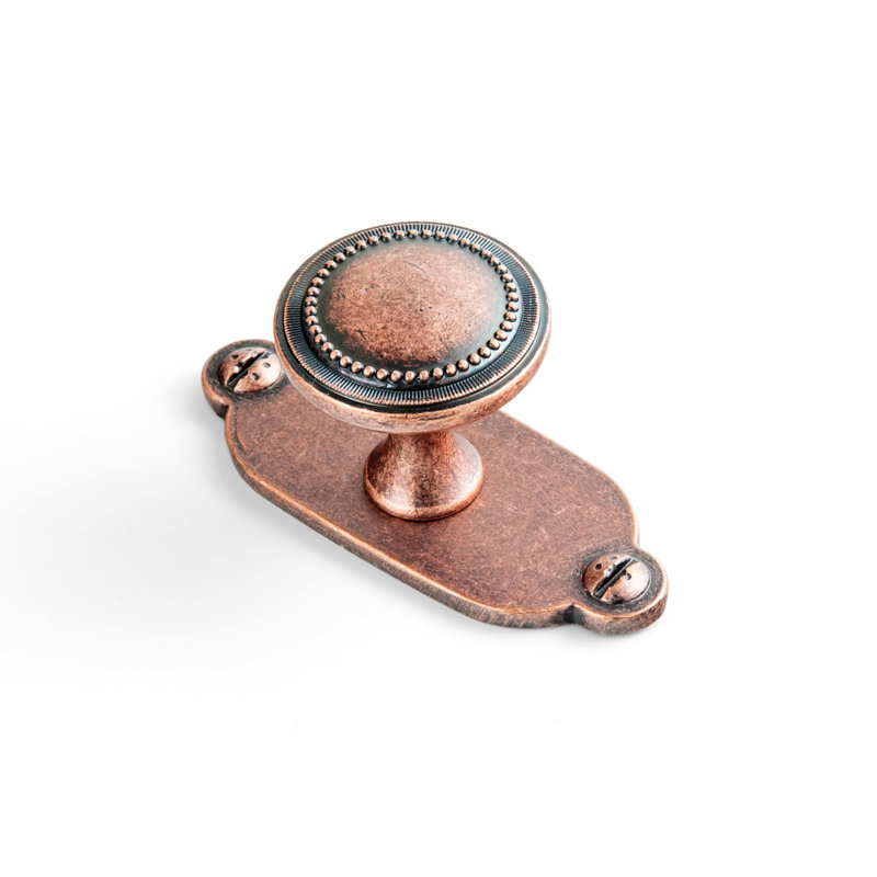 Poignée champignon 1 1/3 po avec contre-plaque (G013), Antique Copper