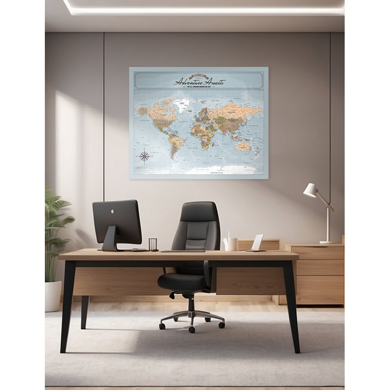Toile: cartes du monde pour décoration murale, carte à épingles décoratives pour marquer les voyages, grande impression de carte du monde pour la maison, le bureau, le bureau et le véhicule récréatif, prête à être accrochée