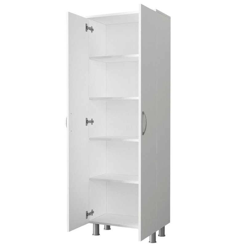 Modern Bathroom Cabinet, White, 23.4 x 68.3 x 12.4 inches | 100% Melamine Coated Particle Board, Thickness: 0.7 inches | Numerous Shelves, Wall-Mountable, Additional Storage | Elegant Design for Stylish Bathrooms