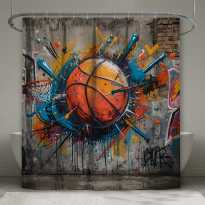Rideaux de douche Graffiti Basketball Art