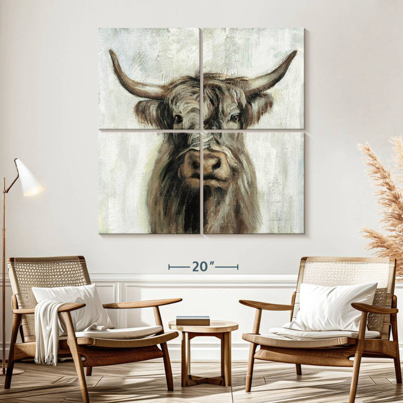 Brun vache Brampt Highland, H 57 po x l 57 po
