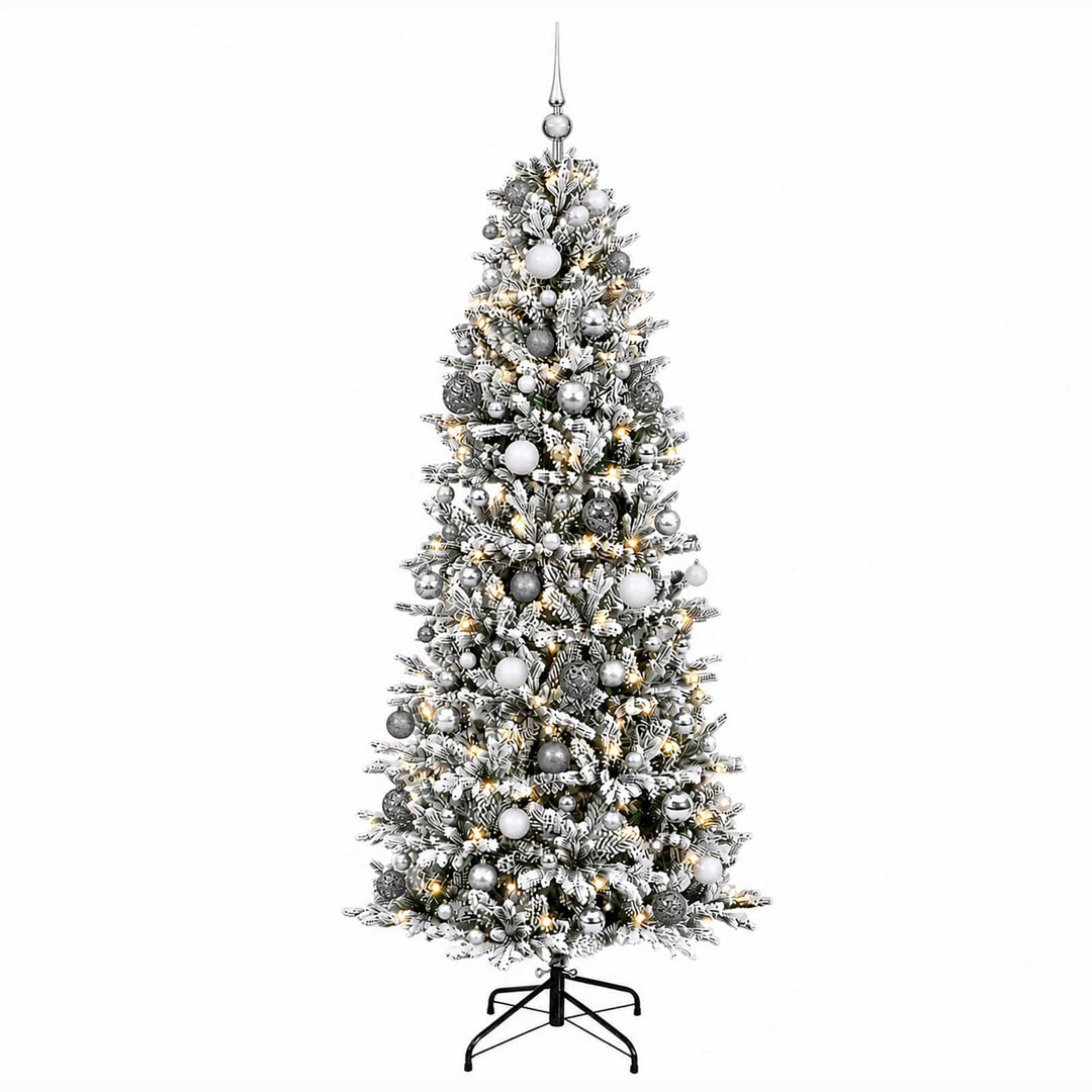 Vidaxl Artificial Christmas Tree With Bauble 240 Cm 300 Leds - White, White - Image 2
