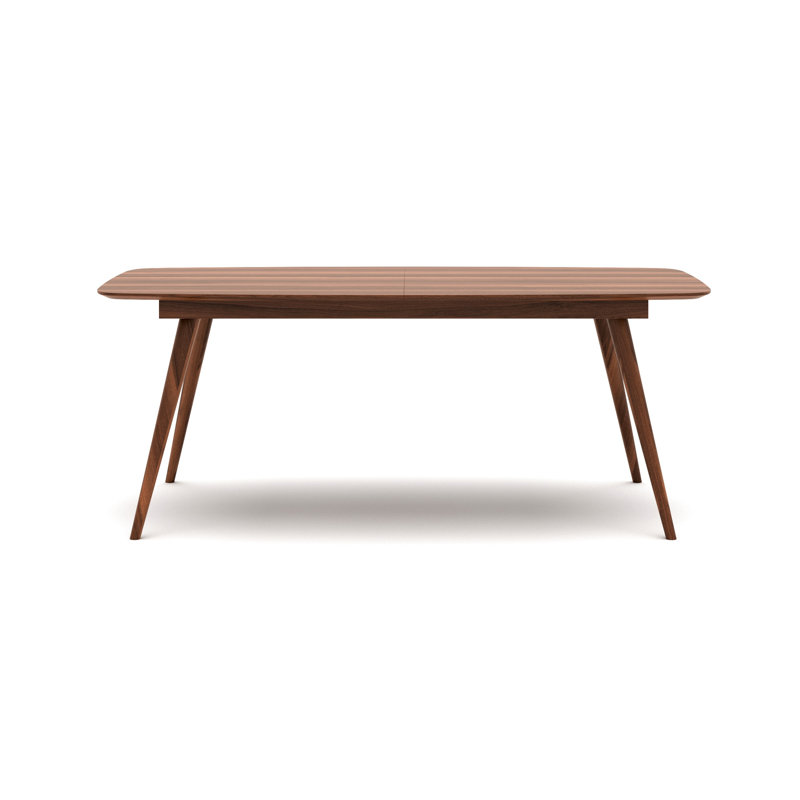 Ensemble de salle à manger 7 pièces à rallonge contemporaine avec table en noyer et 6 chaises noires