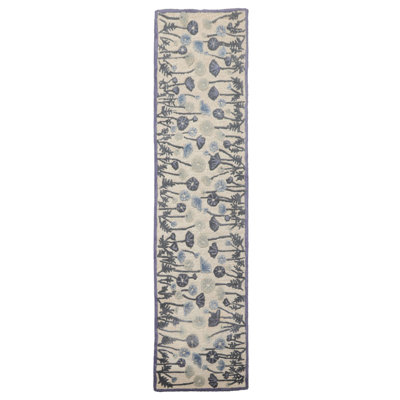Beige Wool and Silk Oriental Multi Sizes Contemporary Botanical Hand Tufted