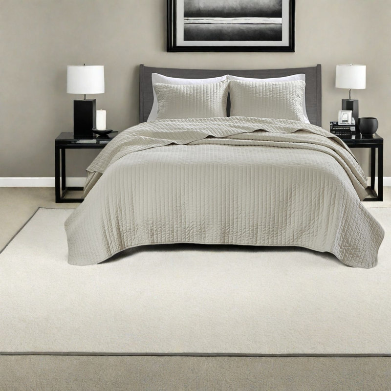 Cozy Farmhouse Cotton Bedding Sets, Cream Reversible Style For All Seasons