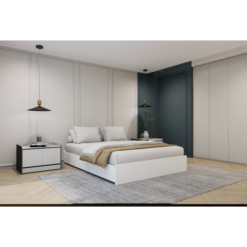 Lit plateforme Modern, Blanc / Blanc