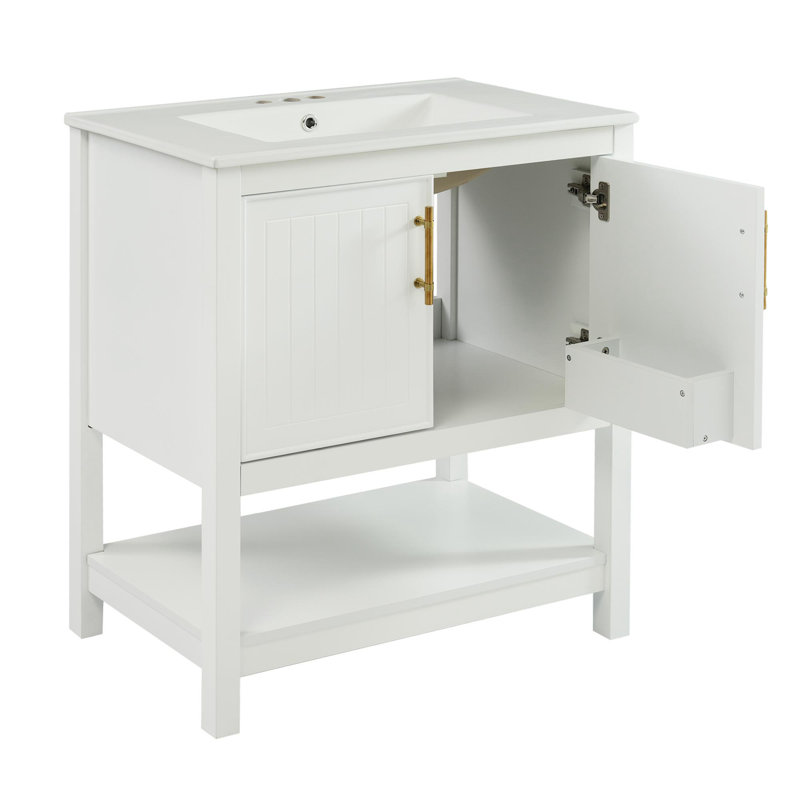 Meuble-lavabo autoportant 30 po, Blanc