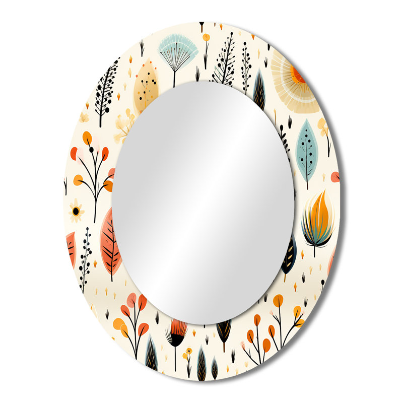 Earthy Boho Eclectic Plants - Miroir décoratif floral ovale sur métal, H 43 po x l 33 po