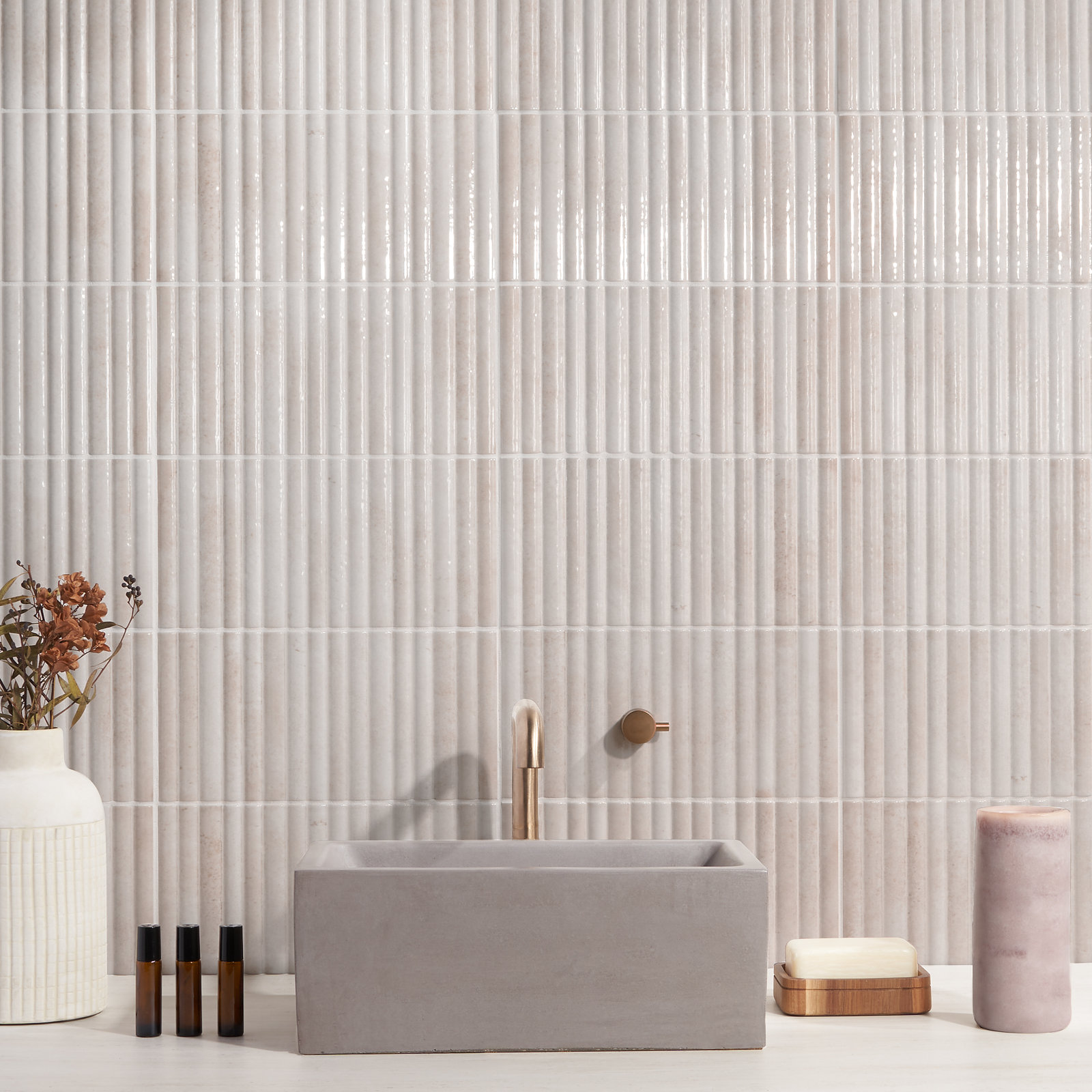 Canu 5.9 In. x 11.81 In. Polished Fluted Ceramic Subway Wall Tile (9.68 Sq. Ft. / Case), White