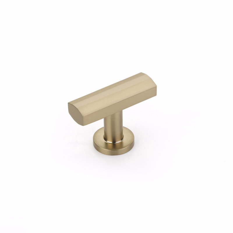 Signature Satin Brass Geometric T-Handle Cabinet Knob