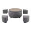 Rond gris foncé avec plateau réversible et 4 repose-pieds latéraux, polyvalent comme repose-pieds ou siège supplémentaire, supporte 250 lb, fabriqué à partir de bois francs sélectionnés, coins renforcés, largeur de produit de 36 po,
