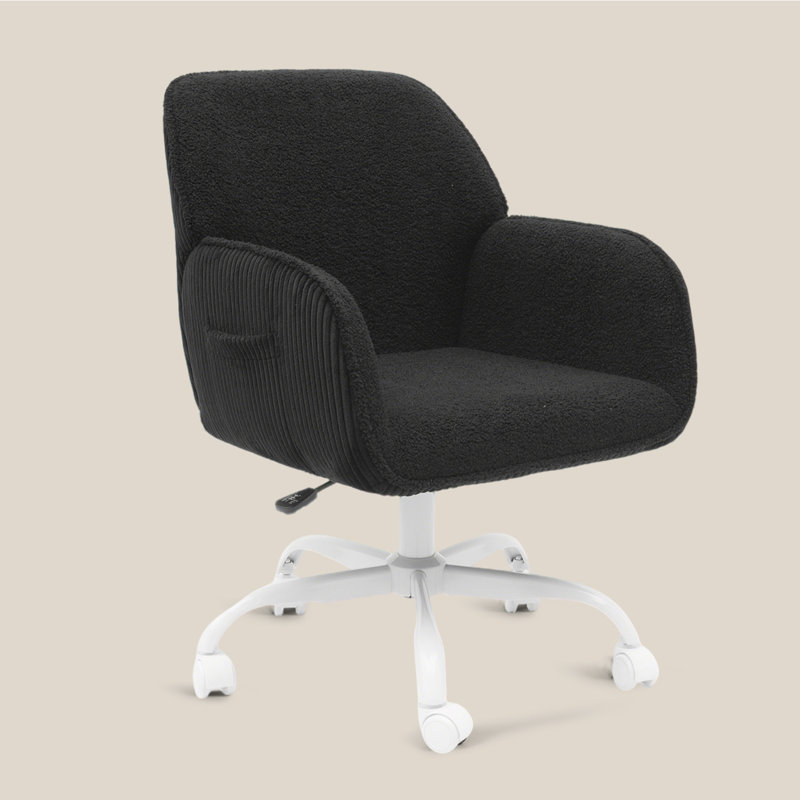 Chaise de bureau en velours Vanity Chair, Noir