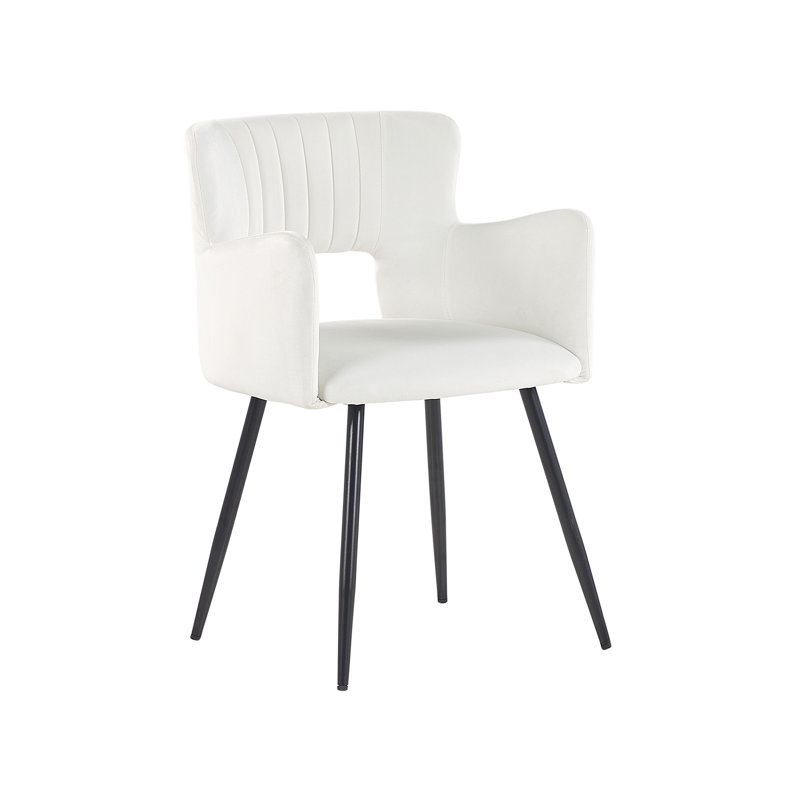 Komor Velvet Upholstered Armchair, White