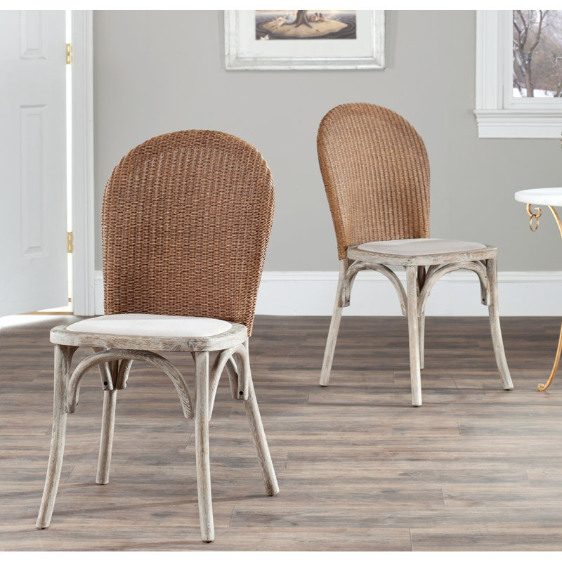 Meriwether 18.9'' H Linen Upholstered Oak Parsons Chair