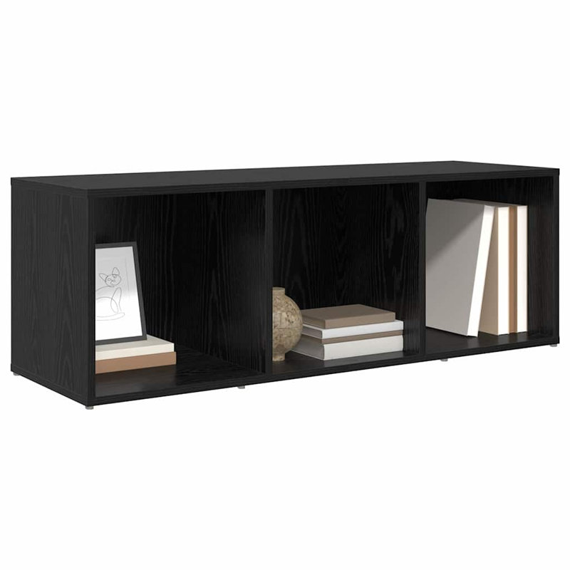 TV Cabinet Engineered Wood, Black Oak, 37cm H x 107cm L x 35cm W