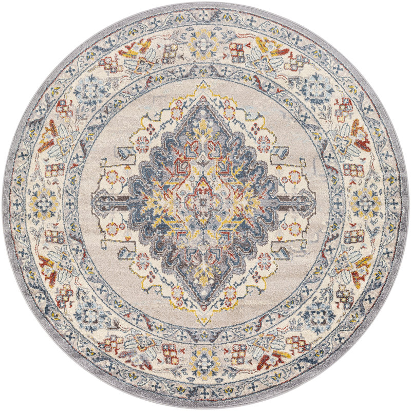 Tapis oriental gris Kucera Flatiron, Rond 6 pi 7 po