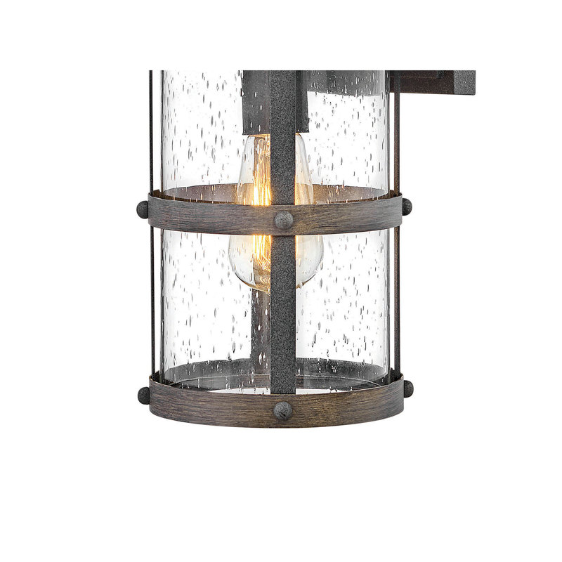 Lakehouse Aged Zinc/Driftwood Gray Seeded Glass Outdoor Wall Lantern, 14.5" H x 7.25" W x 8.5" D, Aged Zinc