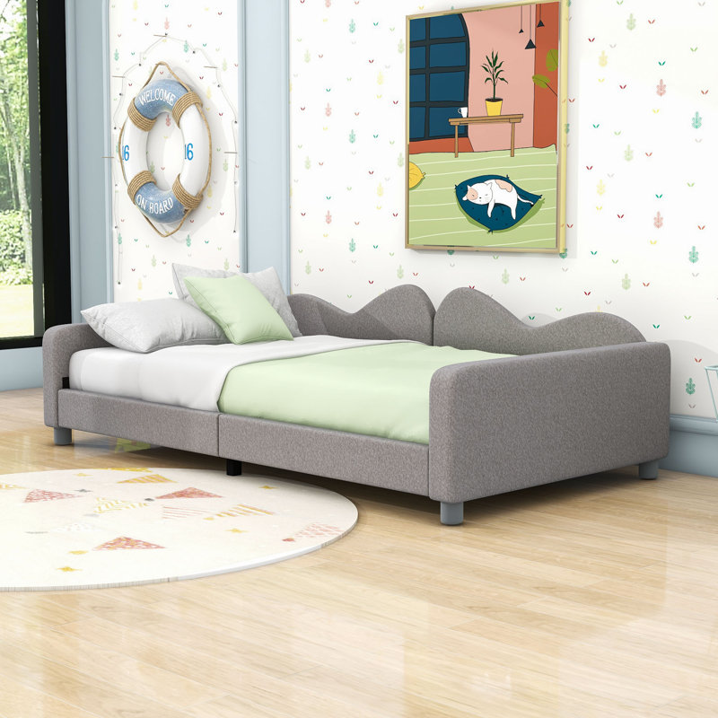 Upholstered Daybed with Sherpa Fabric, Twin, Gray