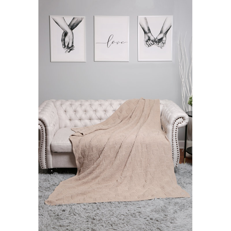Jeté de luxe en tricot uni , Beige