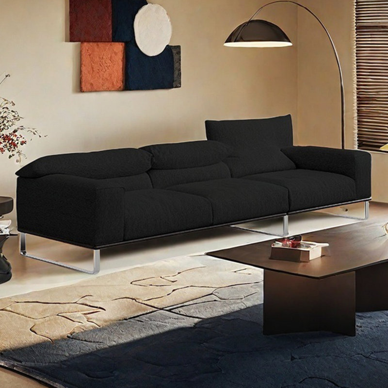 Simple straight-line fabric sofa [Adjustable back], 33.85" H x 130" W x 38.18" D, 5