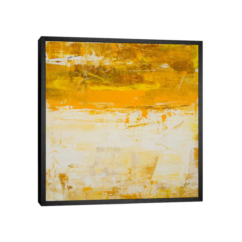 Yellow Field by Julian Spencer - Painting on Canvas, Black Framed Canvas, 93.98 cm H x 93.98 cm W