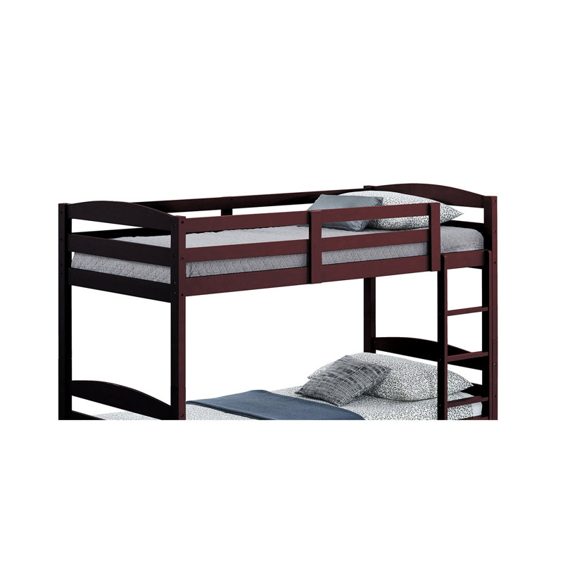 Lit simple au-dessus d'un lit superposé, style transitionnel, conception en arche, finition, bois massif, conception avec insert et verrou