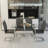 Modern Rectangular Glass Dining Table with Tempered Glass Top and Silver Metal Legs