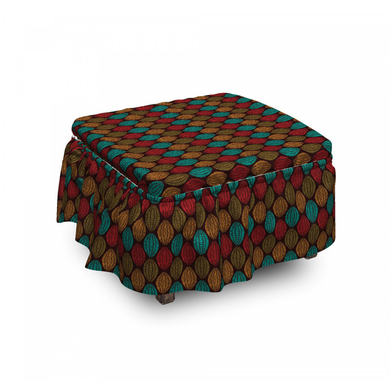 Ensemble de housse pour repose-pieds à coussins carrés pour boîte 2 pièces earth tons eastern native art