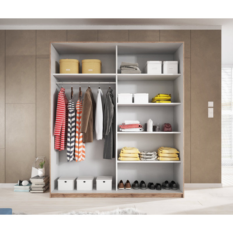 Marcelo 2 Door Solid + Manufactured Wood Wardrobe, 210cm H x 200cm W x 61cm D