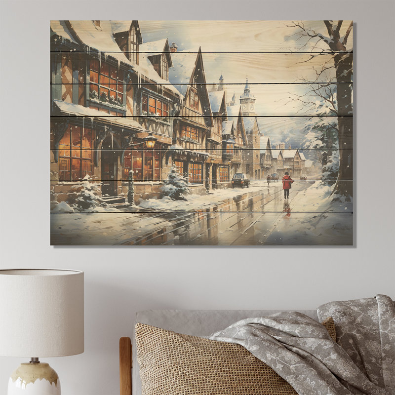 Hiver en Allemagne, paysage urbain I - Paysage d'hiver sur bois, H 24 po x l 32 po x P 0,78 po