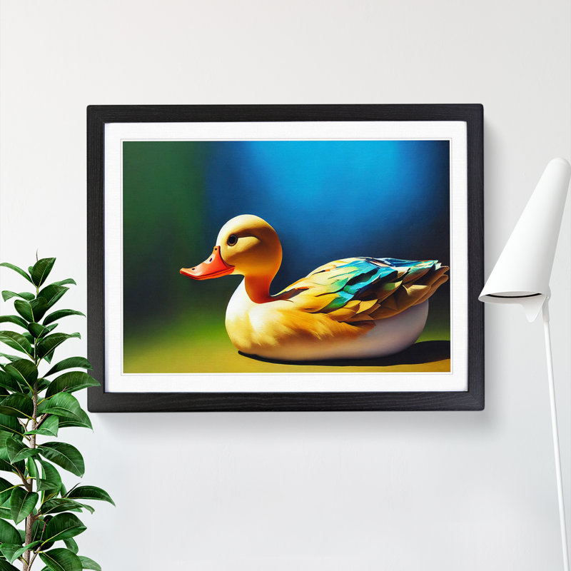 Enthralling Duck - Single Picture Frame Print, Black , 34cm H x 46cm W x 2cm D