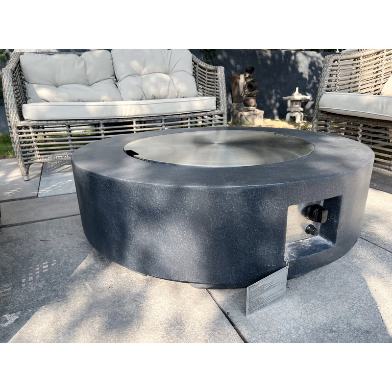 40 po Nyon Table ronde ronde en béton gris foncé, H 11,81 po x l 40,16 po x P 40,16 po , Gris foncé