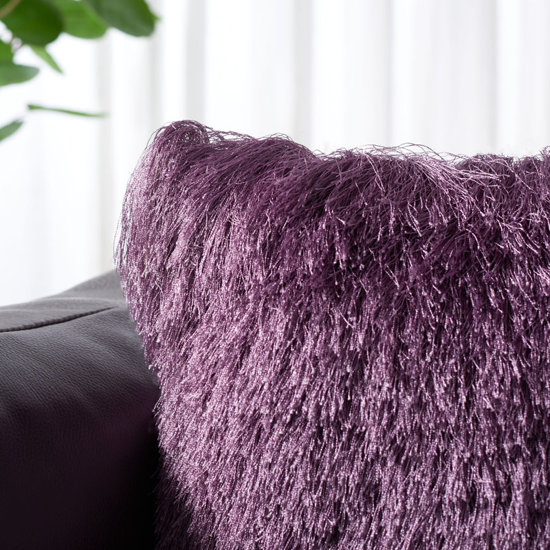 Cali Shag Throw Pillow, 20" x 20", Purple