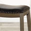 Tabouret de bar gris vieilli de 30 po avec siège en cuir noir - Offre une expérience d'assise confortable et élégante pour votre tabouret, structure, siège, structure en bois franc massif et rehausse le décor-431698427-431698371-431698375