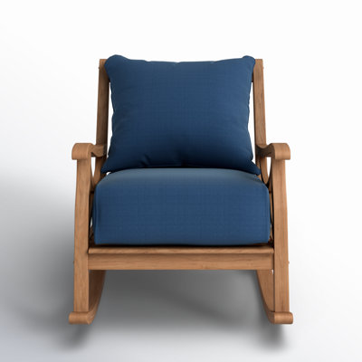 Brunswick Teak Outdoor Rocking Chair with Cushions by Birch Lane