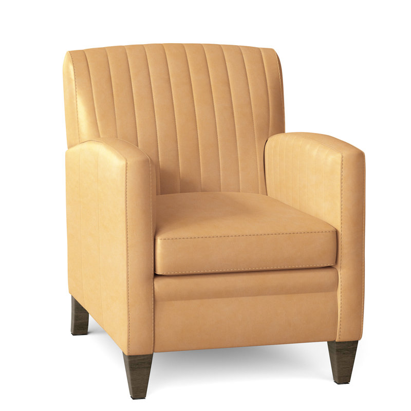 Barnabus Leather Club Chair, Aline Fumo Genuine Leather, Cobblestone