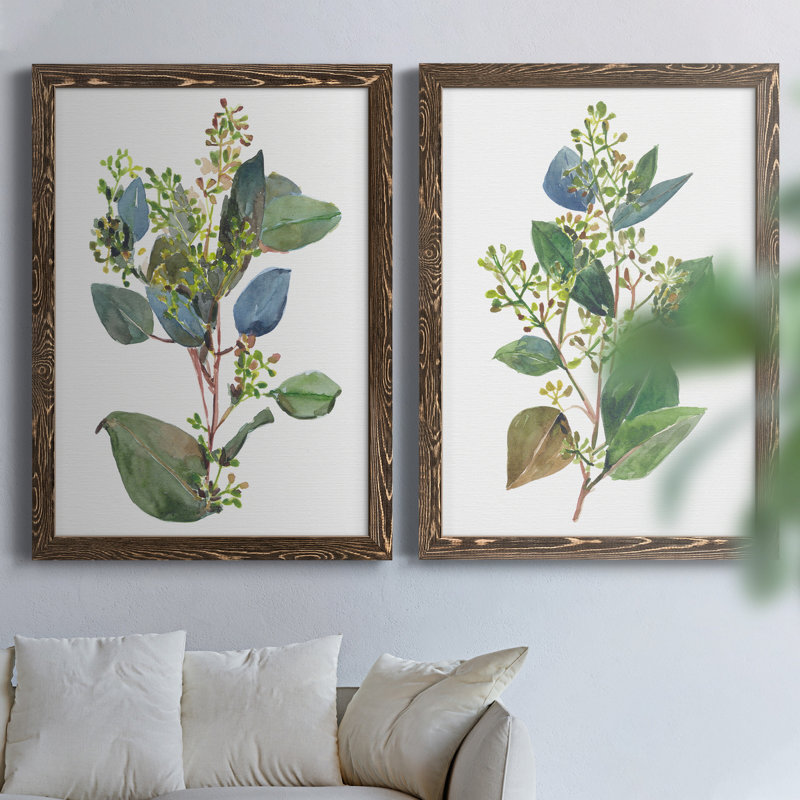 «Seeded Eucalyptus I», ensemble de 2 reproductions d'art sur toile, H 31,5 po x l 43,5 po x P 0,75 po, Noyer