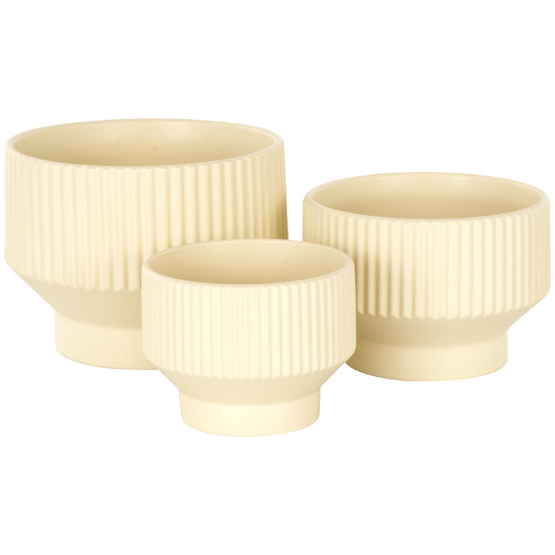 Ensemble de pots à fleurs en céramique 3 pièces Destina, Crème