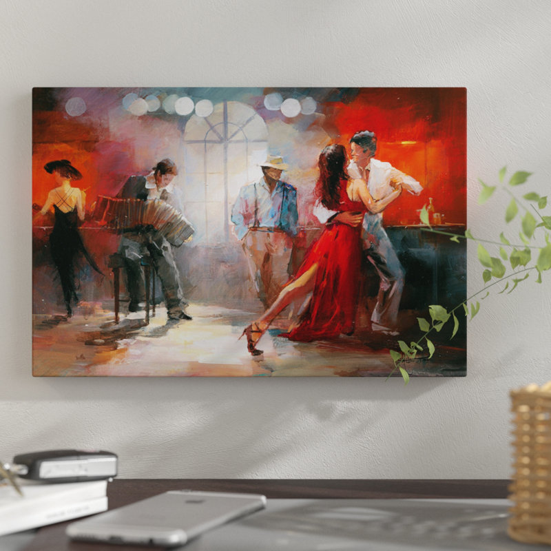 «Tango», reproduction sur toile, H 12 po x l 18 po x p 1,5 po, Pas de tapis, Papier d'art encadré noir