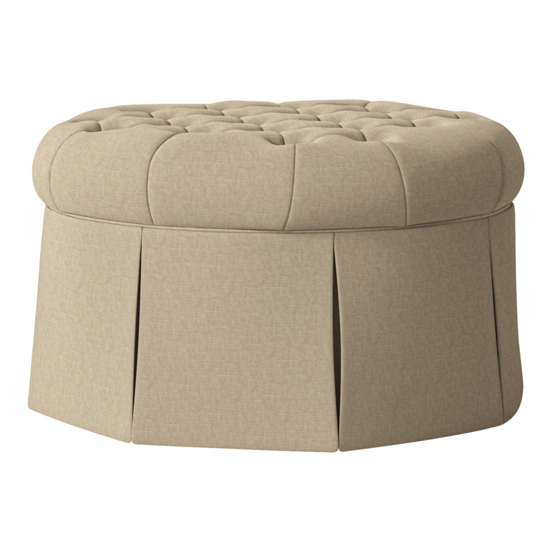 Repose-pieds cocktail capitonné rond 35 po Alma, Perigold montage beige