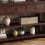 Console avec étagères ouvertes et tiroirs, dosseret de rangement en bois massif et MDF-450073160-451570759-535346411