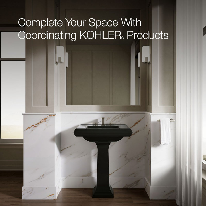 Memoirs® Rectangular Pedestal Bathroom Sink with Overflow, Black Black™, 8'' Centers