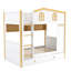 Lit superposé pour enfant en forme de maison avec tablettes de rangement et lit gigogne, naturel-2035513846