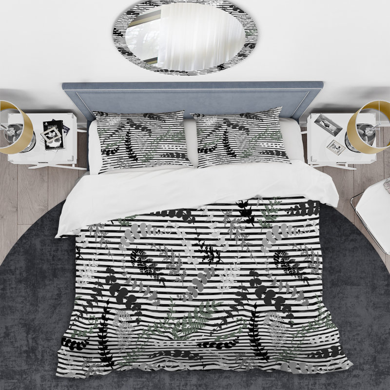 White and Blue Striped Pattern - Abstract Duvet Cover Set - Microfiber Polyester