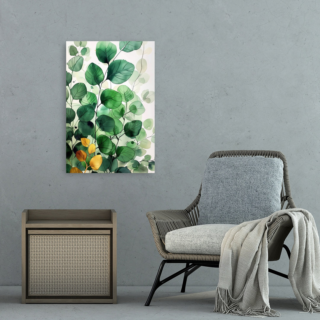 Watercolor Eucalyptus Foliage Delicate Organic Serene Nature Plant Wall Art Print