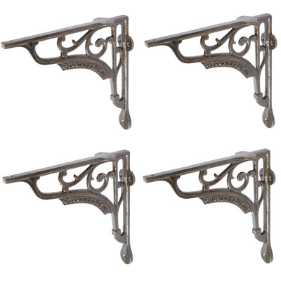 Hammer & Tongs - Ornate Iron Shelf Bracket - D200mm - Raw