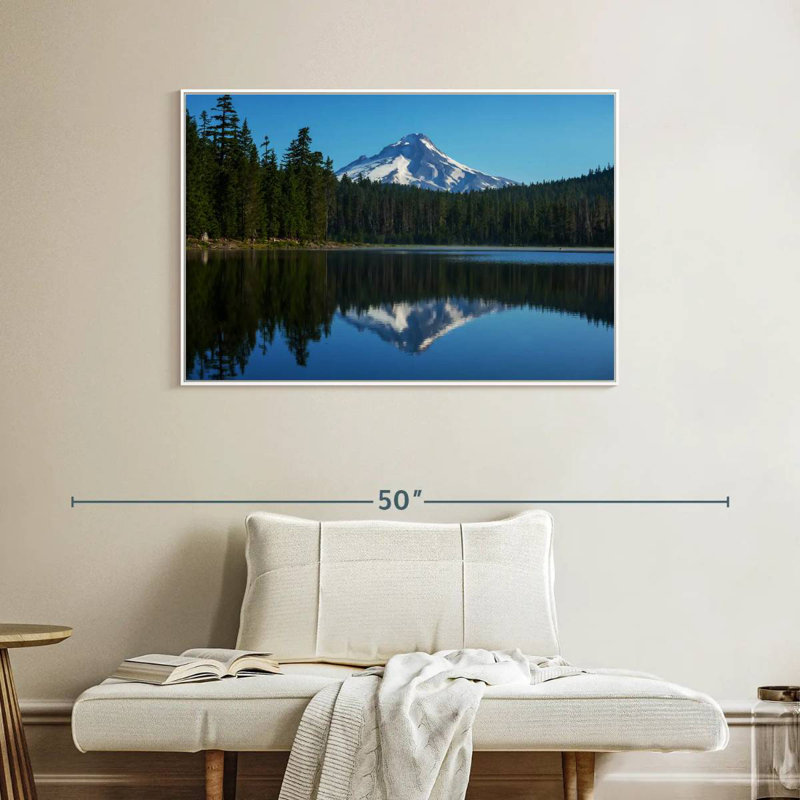 Mount Hood Reflection, Floating Frame White, 43" X 29"