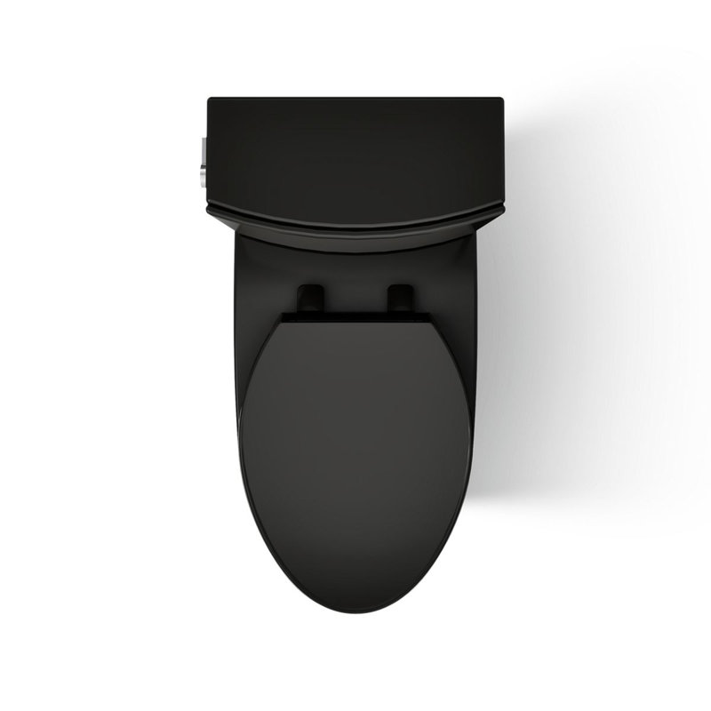 Veil Two-Piece Elongated Toilet With Skirted Trapway 1.28 GPF, Black, Left